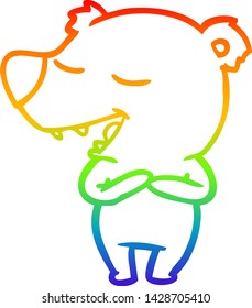 rainbow gradient line drawing of a cartoon polar bear