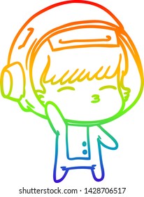 Regenbogengradientenzeichnung eines Cartoons mit eigenem Astronautenschwingen