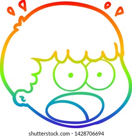 rainbow gradient line drawing of a cartoon male face