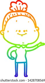 dibujo de una anciana feliz con un degradado de arco iris