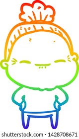 dibujo de una anciana pacífica con gradiente de arco iris