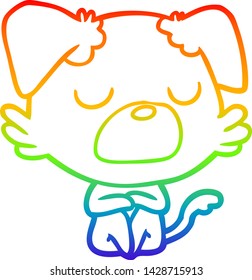 desenho de linha de gradiente do arco-íris de um cão de desenho animado