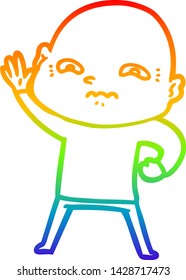 rainbow gradient line drawing of a cartoon creepy guy