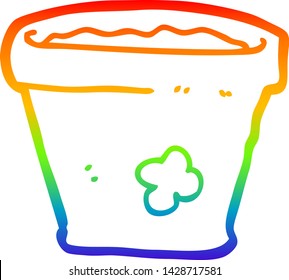rainbow gradient line drawing of a cartoon plant pot