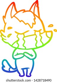 Regenbogen-Farbverlauf-Zeichnung eines Cartoons weinenden Wolf