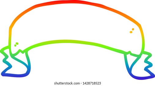 dibujo de línea de gradiente de arco iris de un cartel de desplazamiento de dibujos animados