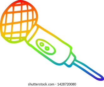 rainbow gradient line drawing of a cartoon microphone