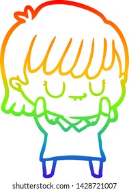 dibujo de una mujer de dibujos animados con gradiente de arco iris