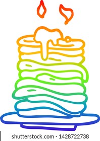 dibujo de una pila de crepes con degradados de arco iris