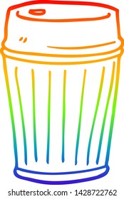 rainbow gradient line drawing of a cartoon take out coffee