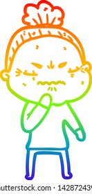 dibujo de una vieja fastidiada de una caricatura