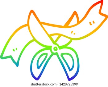 Regenbogengradientenzeichnung einer Cartoon-Zeremonie-Schere