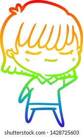 dibujo de una mujer de dibujos animados con gradiente de arco iris