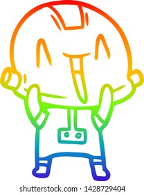 rainbow gradient line drawing of a cartoon robot