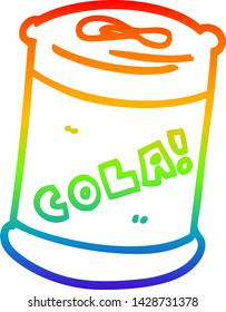 rainbow gradient line drawing of a cartoon fizzy drinks can