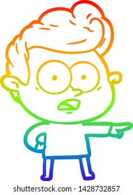dibujo de una línea de gradiente de arco iris de un hombre que mira dibujos animados