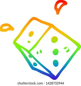 rainbow gradient line drawing of a cartoon rolling dice