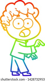 rainbow gradient line drawing of a cartoon man gasping in surprise
