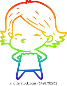 dibujo de una mujer de dibujos animados con gradiente de arco iris