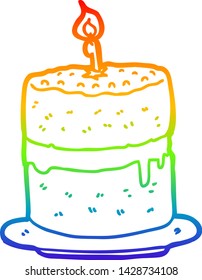 Regenbogen-Farbverlauf-Zeichnung eines Cartoon-Kuchens