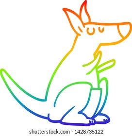 rainbow gradient line drawing of a cartoon kangaroo