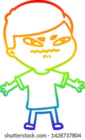 dibujo de línea de gradiente de arco iris de un hombre exasperado