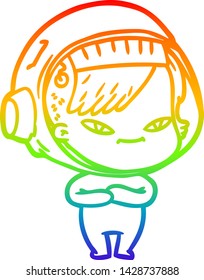 Regenbogengradientenzeichnung einer Astronautin