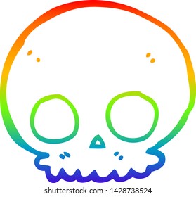 rainbow gradient line drawing of a cartoon skull
