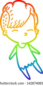 dibujo de una chica de la caricatura con gradiente de arco iris