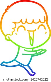 rainbow gradient line drawing of a cartoon happy man
