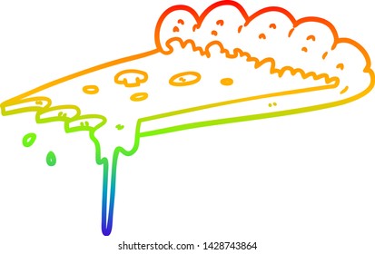 dibujo de la línea de gradiente del arco iris de una porción de la pizza