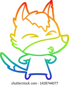 dibujo de una línea degradada de un lobo de dibujos animados
