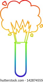 Regenbogengradientenzeichnung eines Cartoons mit explosionsgefährdeten Chemikalien im Reagenzglas