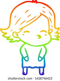 dibujo de una mujer de dibujos animados con gradiente de arco iris