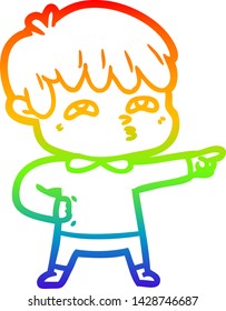 rainbow gradient line drawing of a cartoon man confused