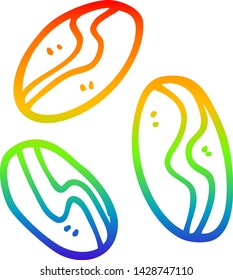 rainbow gradient line drawing of a cartoon of coffee beans