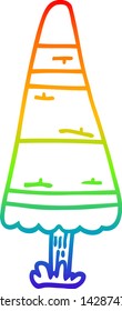 rainbow gradient line drawing of a cartoon christmas tree