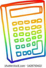 dibujo de línea de gradiente de arco iris de una calculadora de dibujos animados