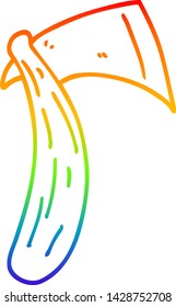 rainbow gradient line drawing of a cartoon sharp axe