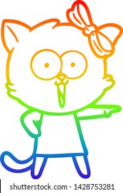Regenbogengradientenzeichnung einer Cartoon Katze