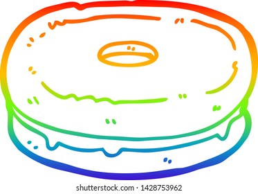 dibujo de la línea de gradiente del arco iris de una galleta de dibujos animados