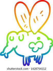 dibujo de línea de gradiente de arco iris de una mosca de dibujos animados