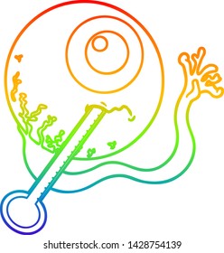 rainbow gradient line drawing of a cartoon ill eyeball