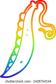 dibujo de una línea de gradiente de arco iris en una vaina de dibujos animados