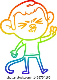 dibujo de la línea de gradiente del arco iris de un mono enojado