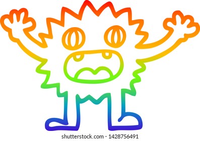 Regenbogen-Farbverlauf-Zeichnung eines Cartoons witzigen Furry-Monsters