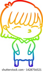 dibujo de una mujer de dibujos animados con gradiente de arco iris