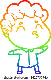 dibujo de una línea de gradiente de arcoiris de un hombre de dibujos animados