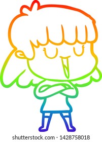 dibujo de una mujer de dibujos animados con gradiente de arco iris