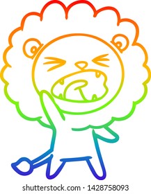 rainbow gradient line drawing of a cartoon lion